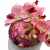 Multicoloured but primarily pink headpiece with orchid flower to the front and finished with rose gold buds.