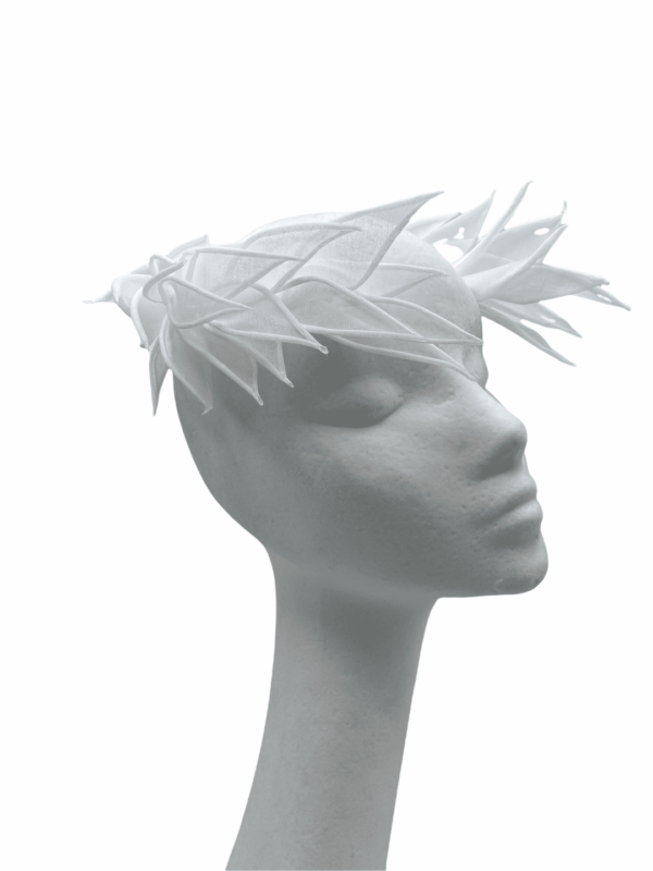Feather crown bridal headpiece.