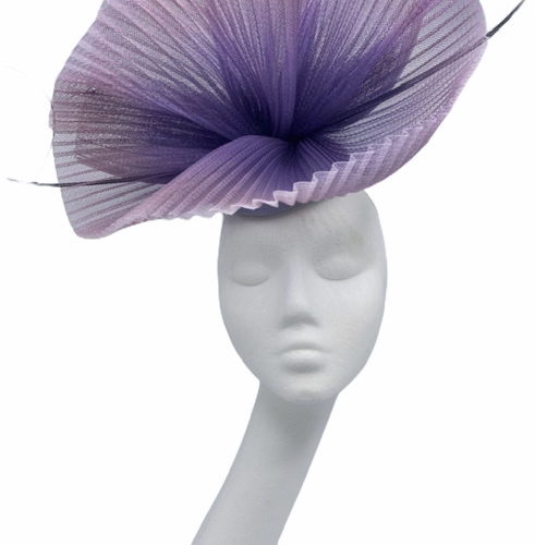 Purple ombre effect crin headpiece with black quill detail.
