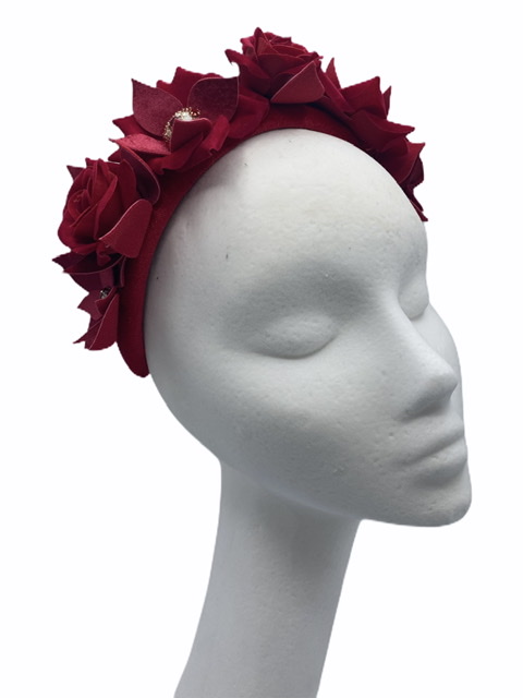 Red velvet flower headband crown.