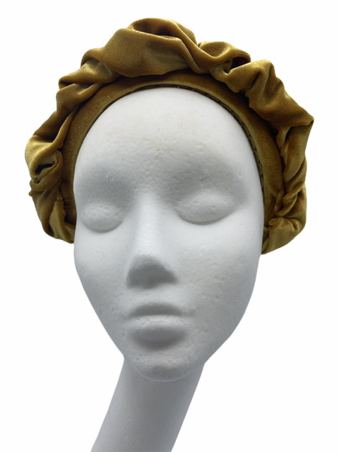 Mustard velvet textured headband crown.
