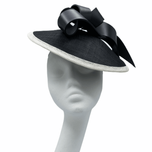Stunning black and ivory side saucer headpiece, perfect for mother of the bride or groom.
