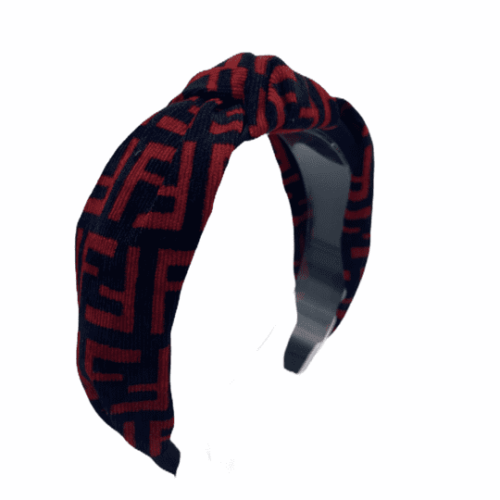 Designer inspired red/black headband.