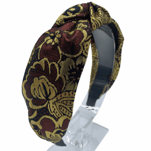Gold & burgundy pattern design headband.