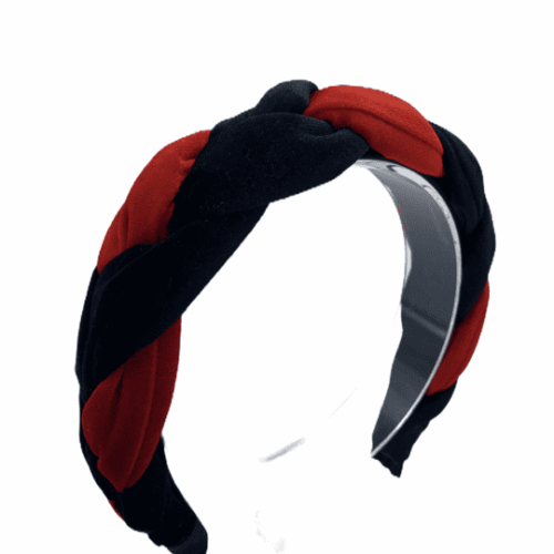 Black and red plaited velvet headband.