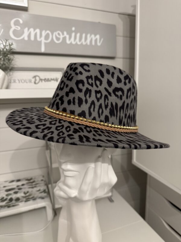 Grey/black Cheetah print Fedora