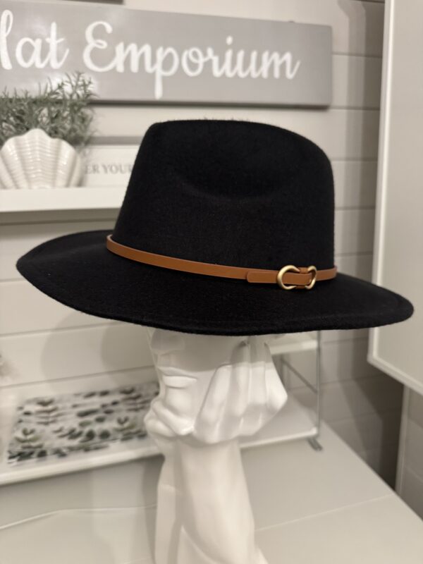 Black Fedora with brown trim
