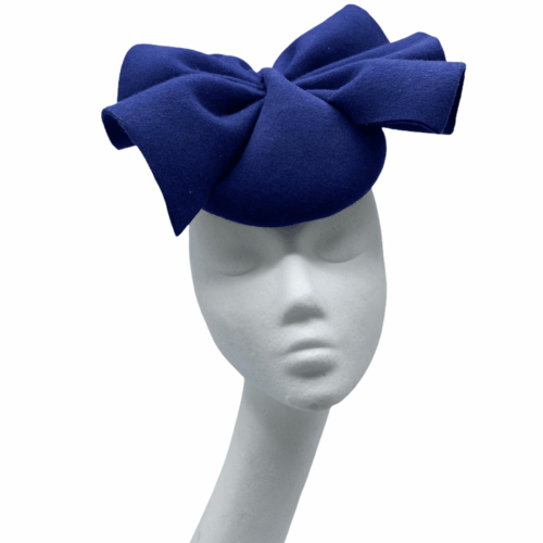 Navy blue felt bow headpiece.
