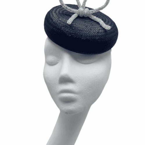 Navy base headpiece with silver/transparent bow to finish.