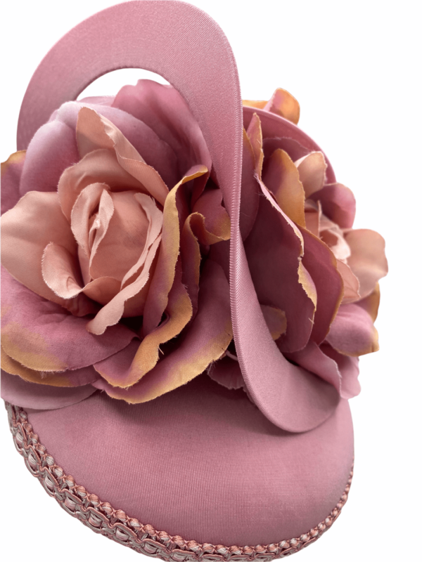 Dusky pink headpiece with the most stunning tonal ombre flowers and swirl detail.