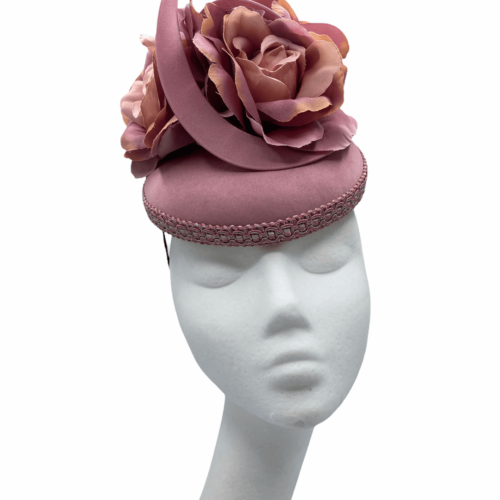 Dusky pink headpiece with the most stunning tonal ombre flowers and swirl detail.