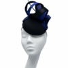 Black smartie hat (small base) with navy and black swirls, black spine.