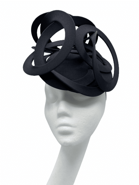 Black base with a black continuous swirl detail to the top.