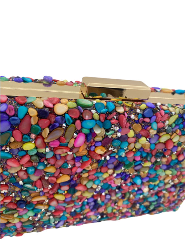 Multi-coloured clutch bag
