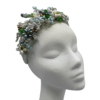 Silver banded headband crown with multicoloured beaded detail.