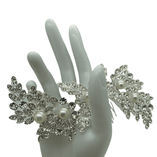 Silver and pearl encrusted hair piece slide, the perfect alternative to a wedding veil.