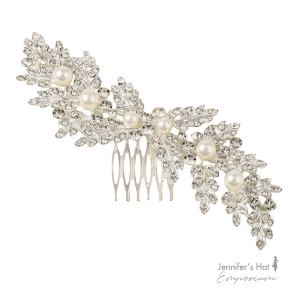 Silver and pearl encrusted hair piece slide, the perfect alternative to a wedding veil.