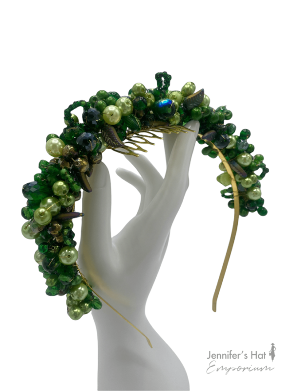 Green multi-tonal beaded crown.