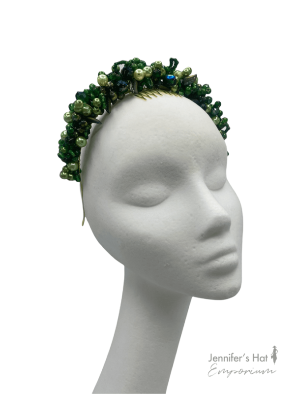 Green multi-tonal beaded crown.