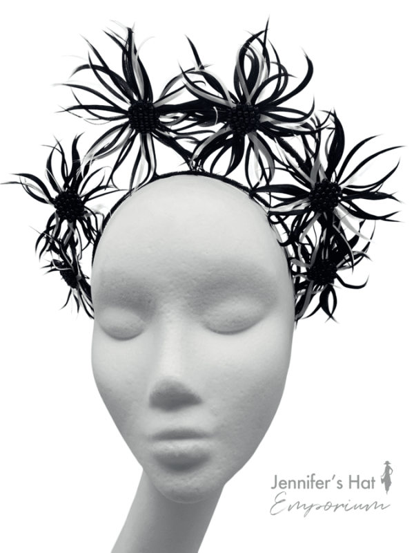 Black and white feather crown.