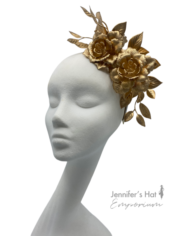 Gold side flower crown.
