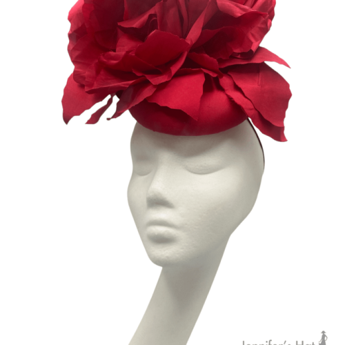 Stunning hand made red flower headpiece.