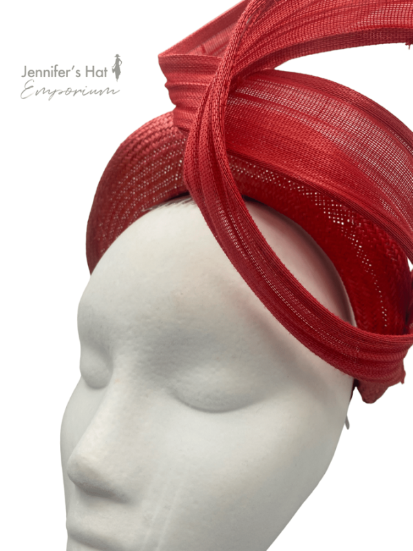 Red structured halo crown, finished with a swirl detail finish to side and top.