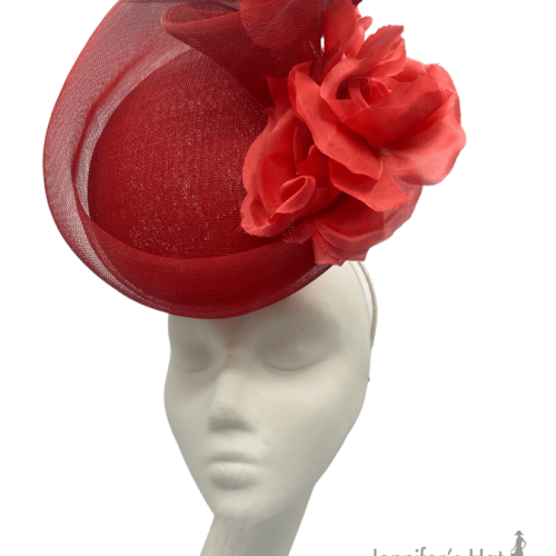 Beautiful red percher headpiece, sits in the centre of the forehead.