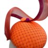 Tangerine coloured orange headpiece with stunning magenta pink overlay veiling to the base with matching swirl detail.
