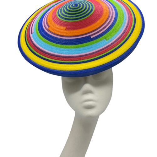 Large multicoloured foam headpiece with stunning flower detail to the back, head turning headpiece. 