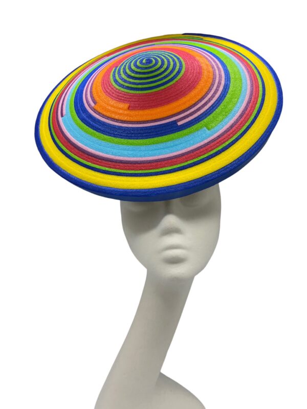 Large multicoloured foam headpiece with stunning flower detail to the back, head turning headpiece. 