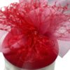 Stunning red headpiece with baby pink crin detail to finish.