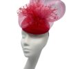 Stunning red headpiece with baby pink crin detail to finish.