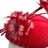 Small red teardrop with stunning red and baby pink feather detail.