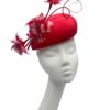 Small red teardrop with stunning red and baby pink feather detail.