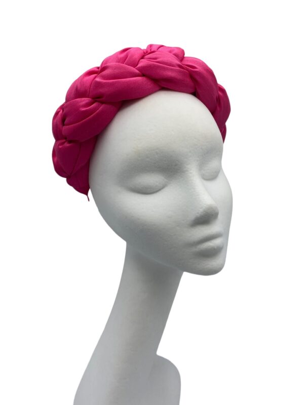Pink chunky plaited headband crown.