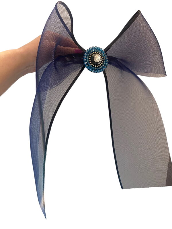 Navy Bow Headpiece with comb detail which fixes in place to the back of the head for the bow to attach.