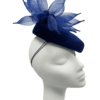 Navy velvet sloping beret with stunning navy handmade flower detail.