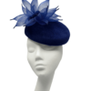 Navy velvet sloping beret with stunning navy handmade flower detail.